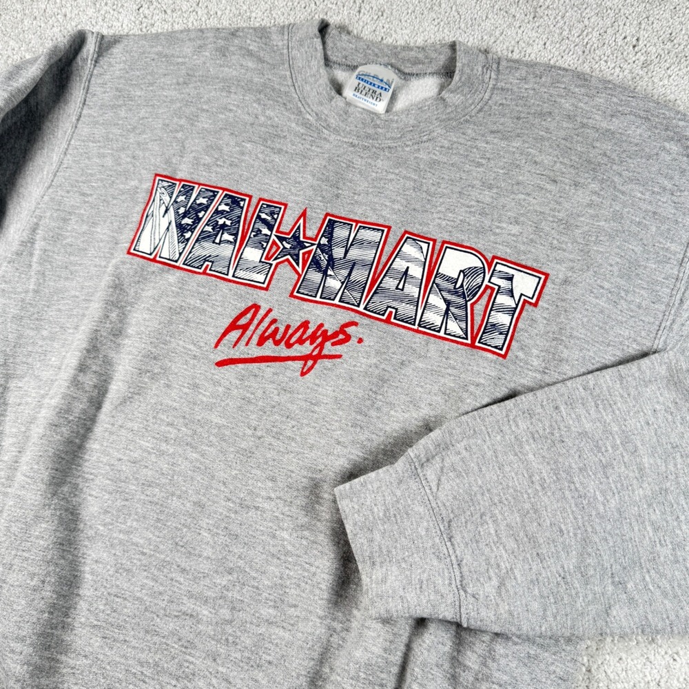 Walmart Always USA American Flag Graphic Crewneck Pullover Sweatshirt Adult M